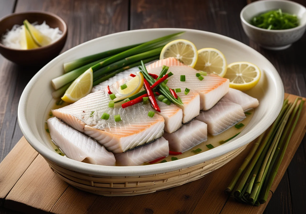 Steamed Fish Fillet in Bamboo Basket