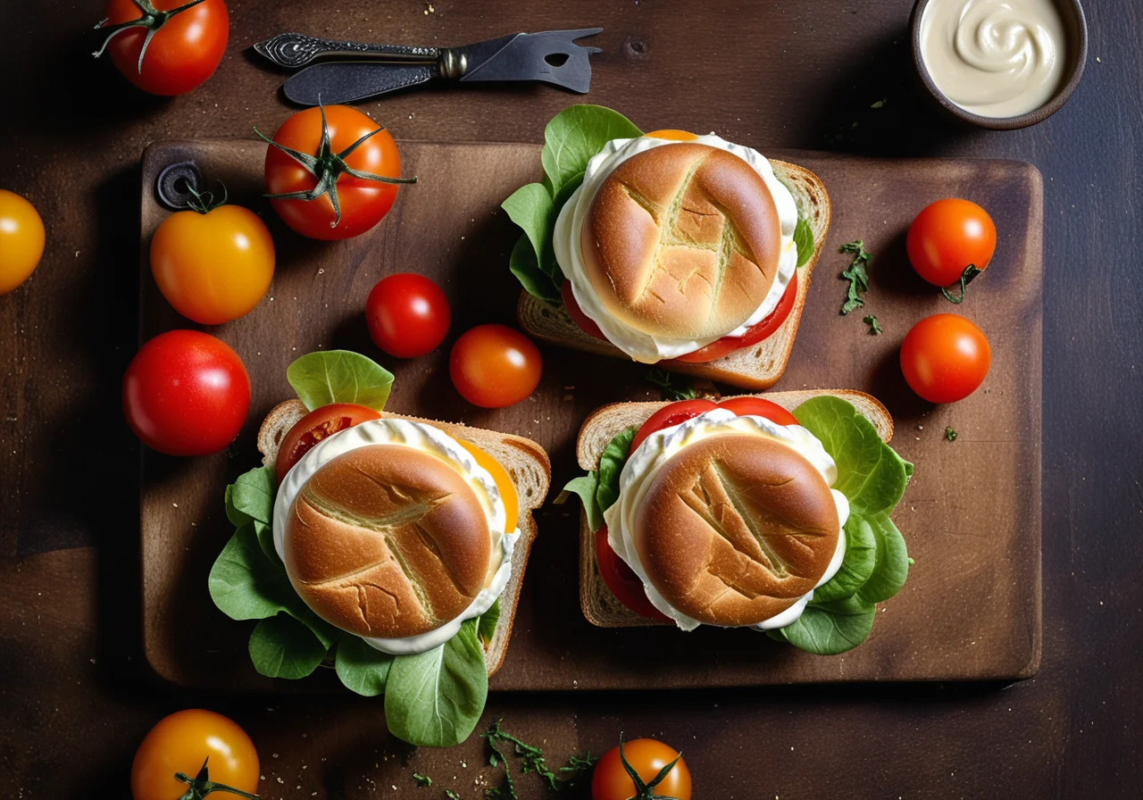 Double Sandwich with Salami, Cheese and Lettuce