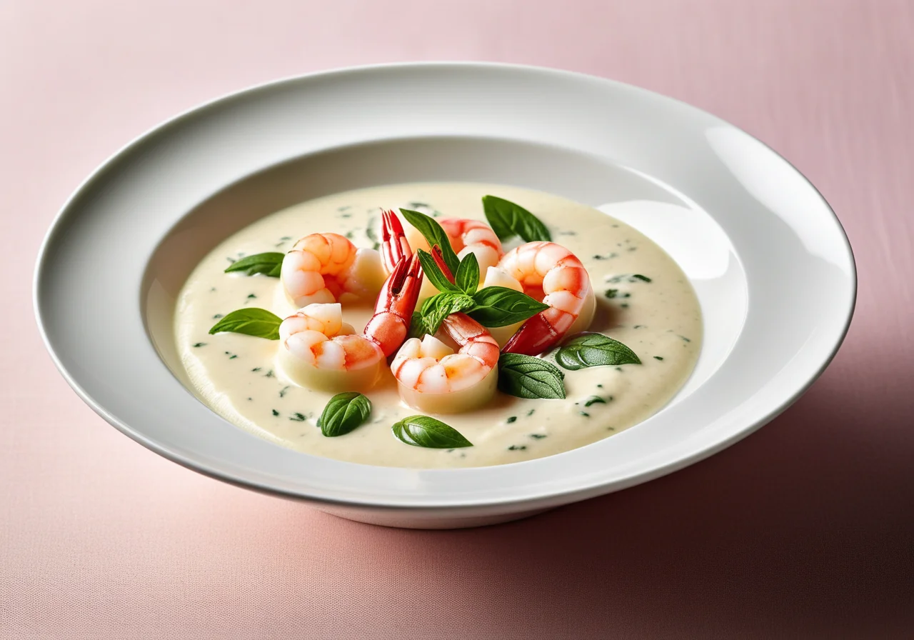 White Tomato Cream with Shrimp