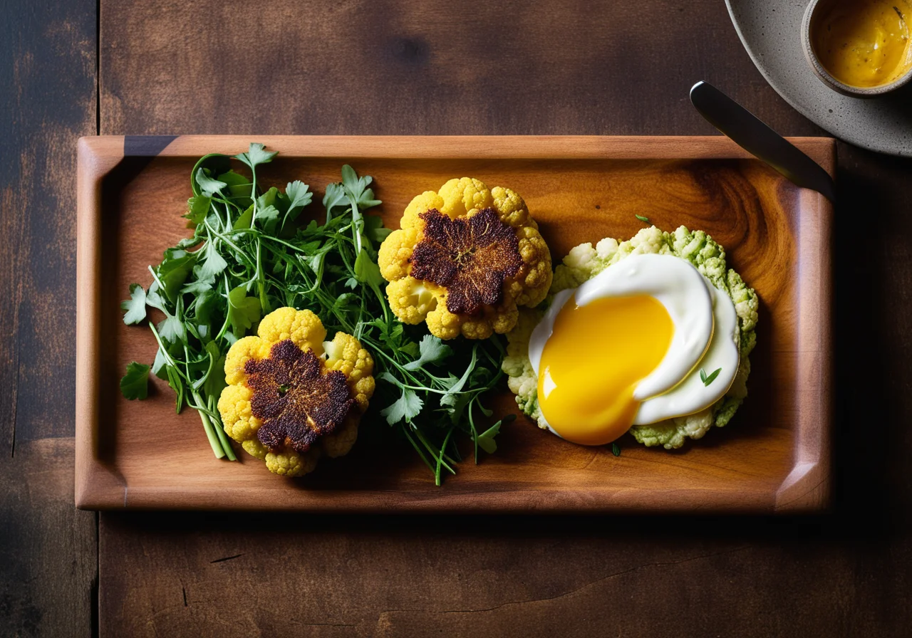 Cauliflower Steaks with Turmeric Dip