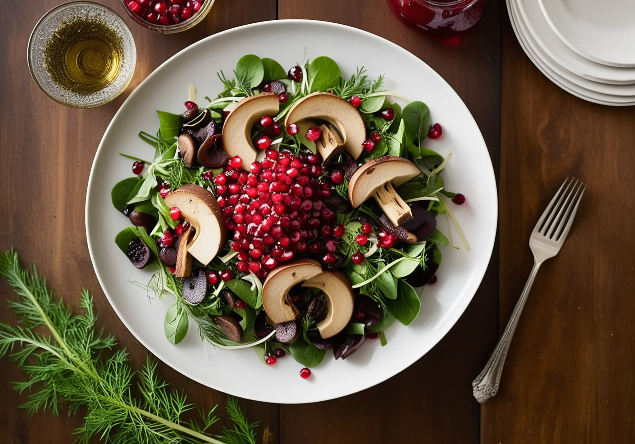 Salad Leaves with Pomegranate Seeds