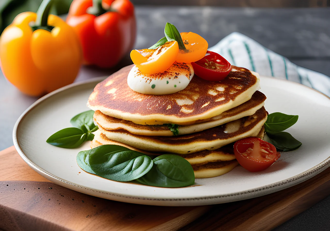 Savory Pancake Cake with Vegetables and Basil