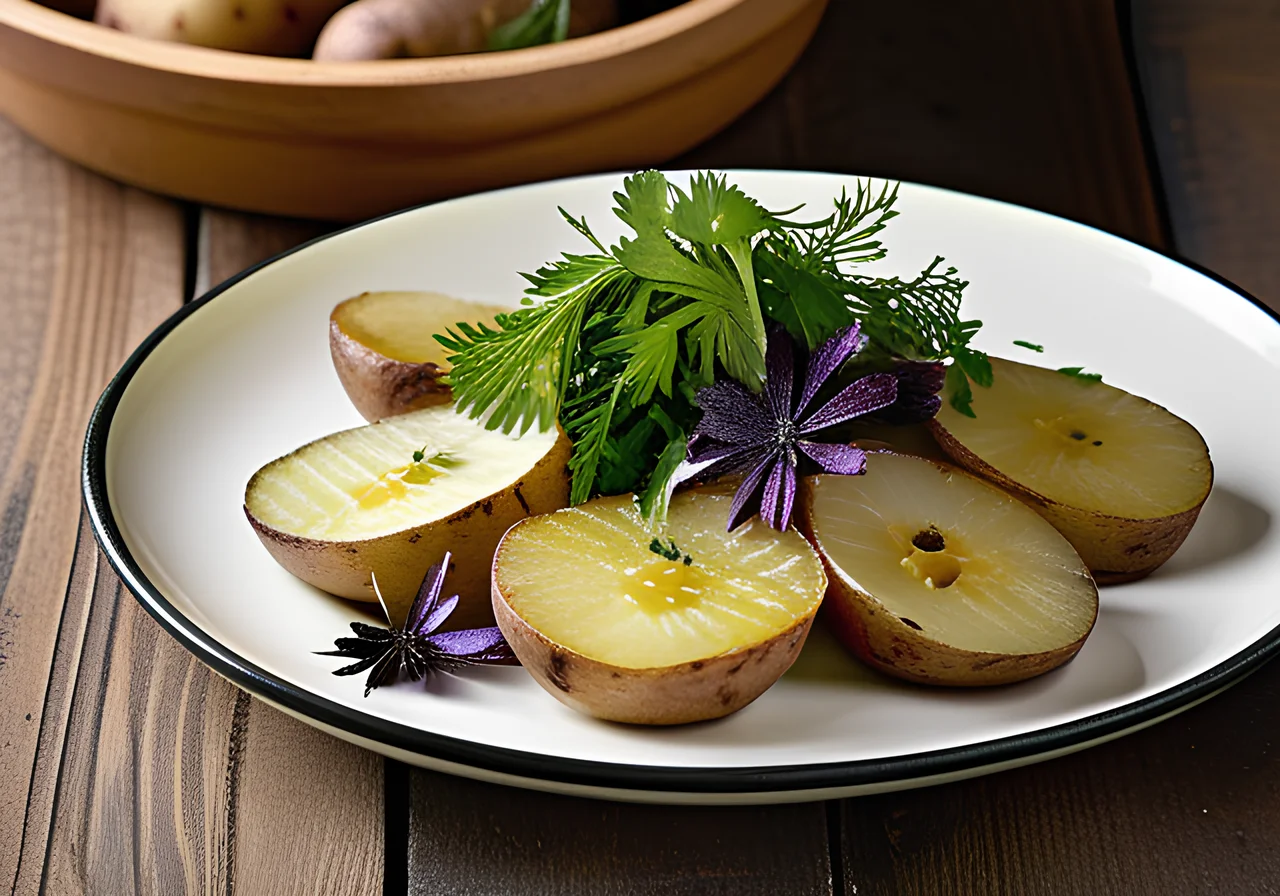Black Salsify with Parsley Potatoes