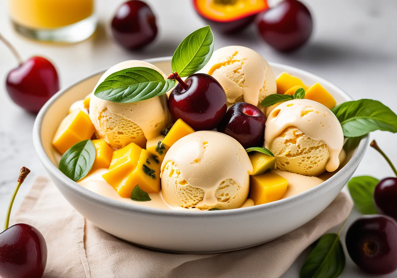 Passionfruit Basil Cherry Ice Cream