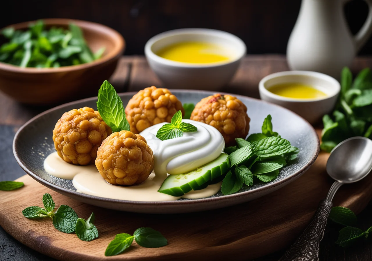 Chickpea Balls with Mint Yogurt