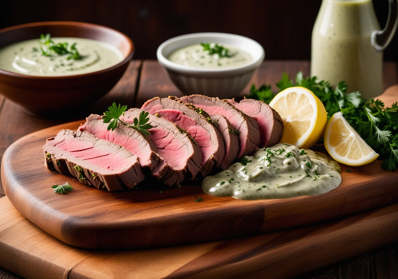 Herb Sauce with Roast Beef