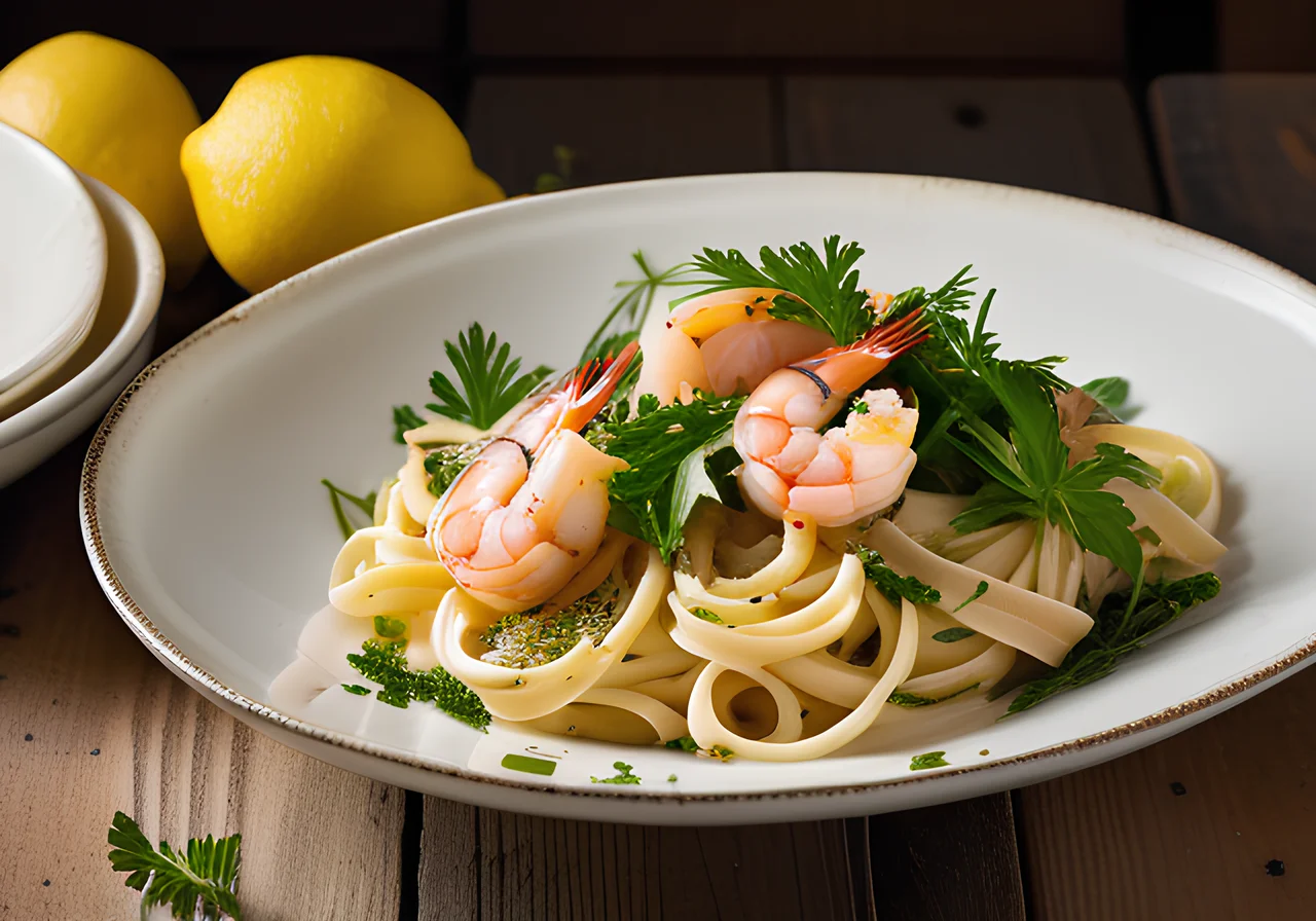 Pasta with Herbs and Shrimp