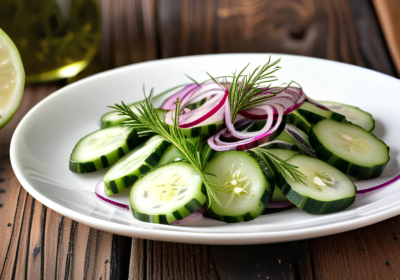 Cucumber Salad with Vinegar and Oil Dressing