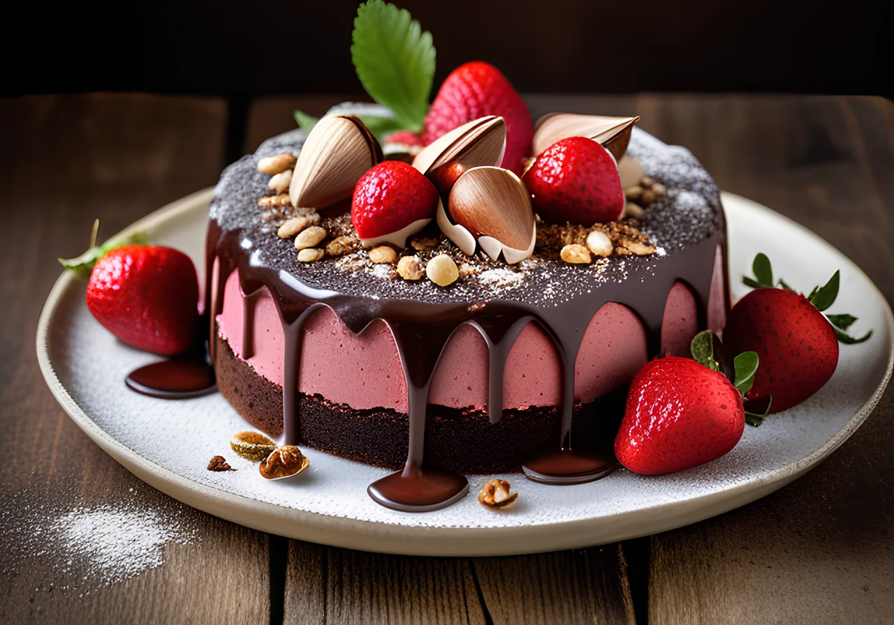Strawberry Chocolate No-Bake Cake