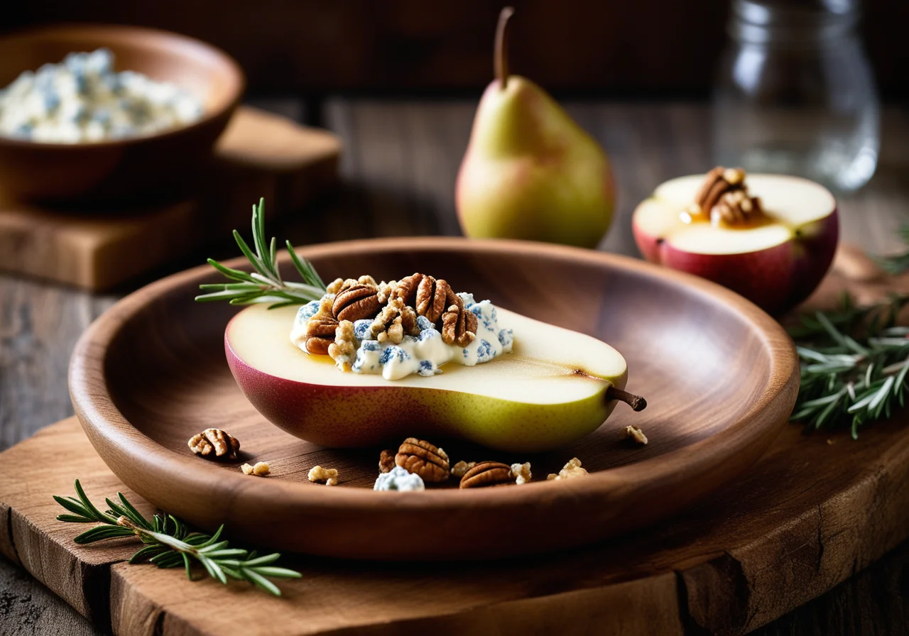 Pear with Blue Cheese Walnut Filling