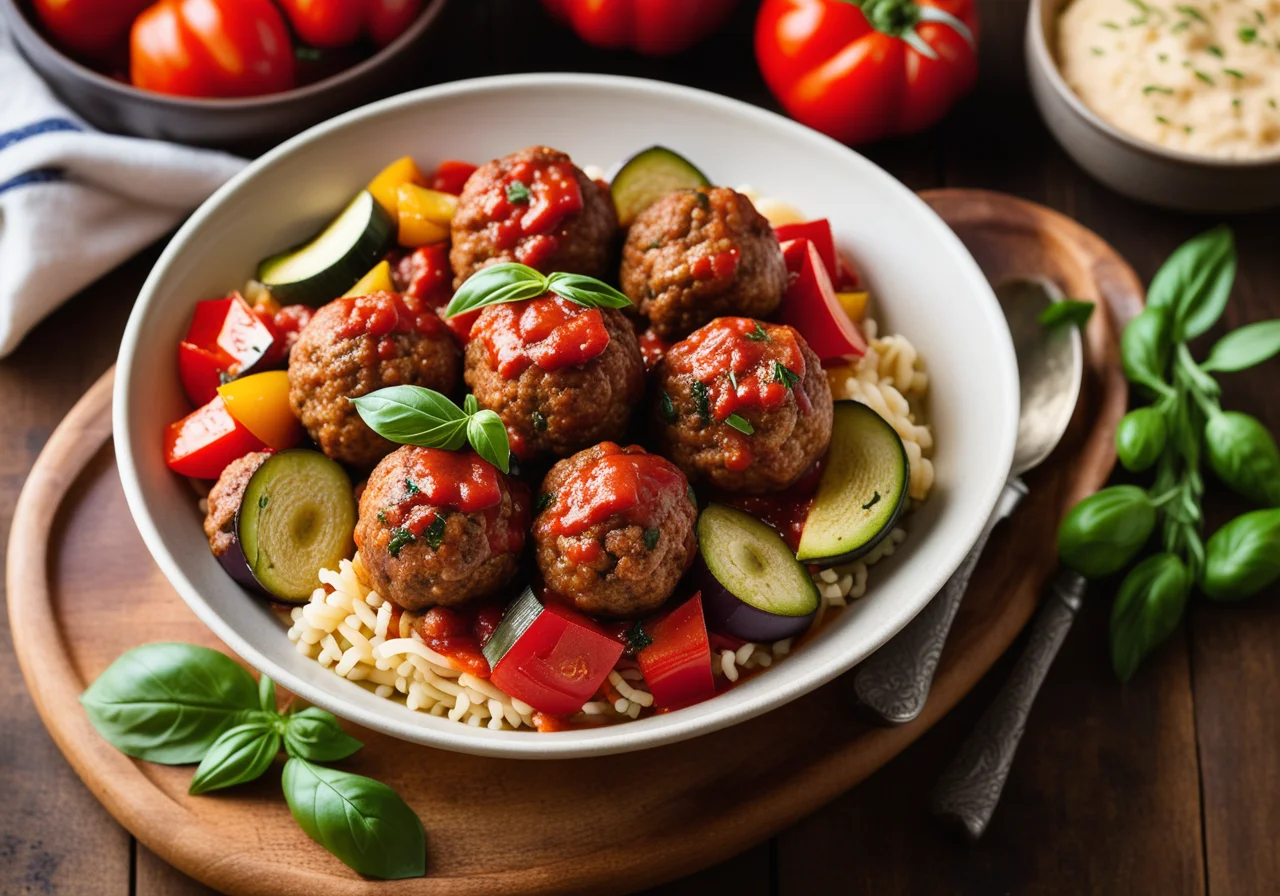 Colorful Ratatouille with Ground Meat Balls
