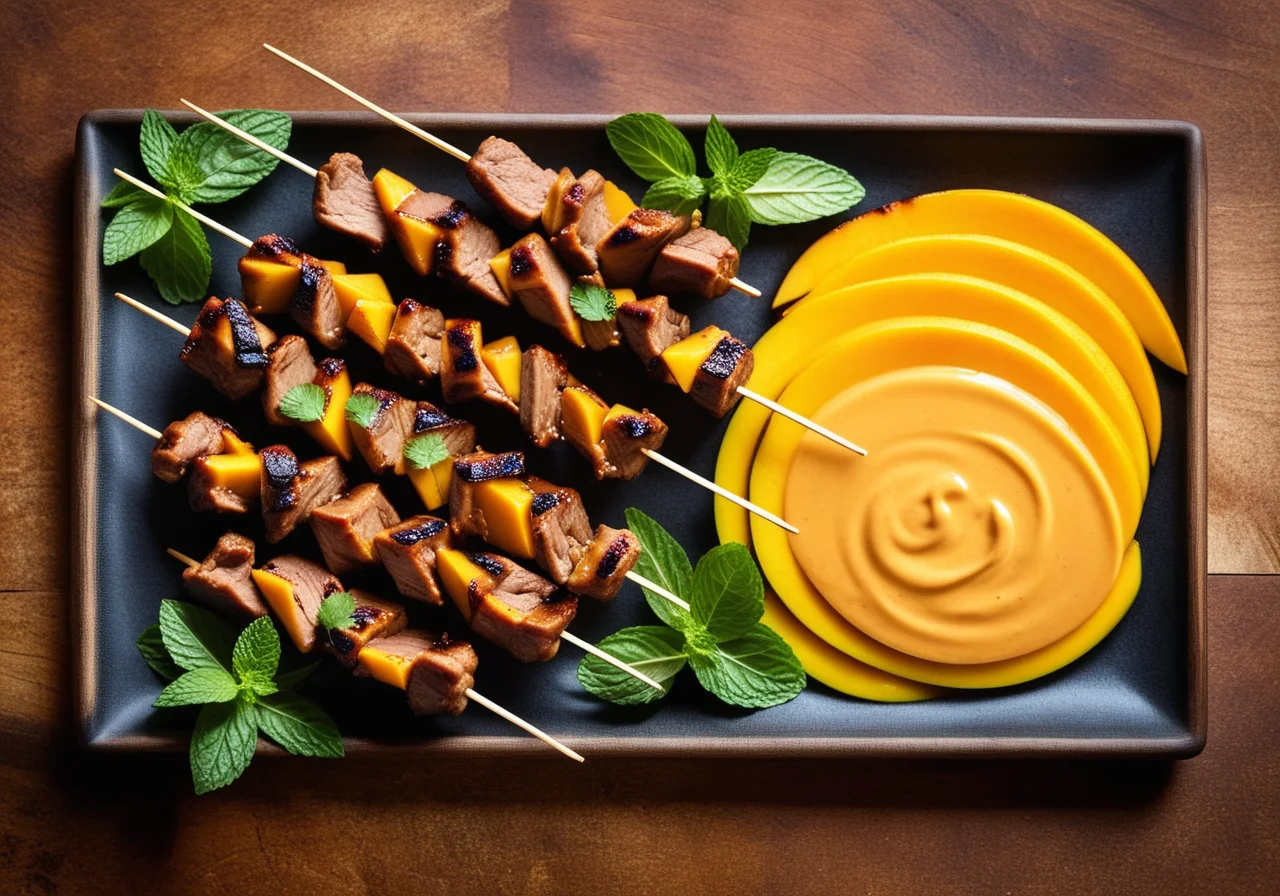 Duck Satay with Mango Peanut Sauce