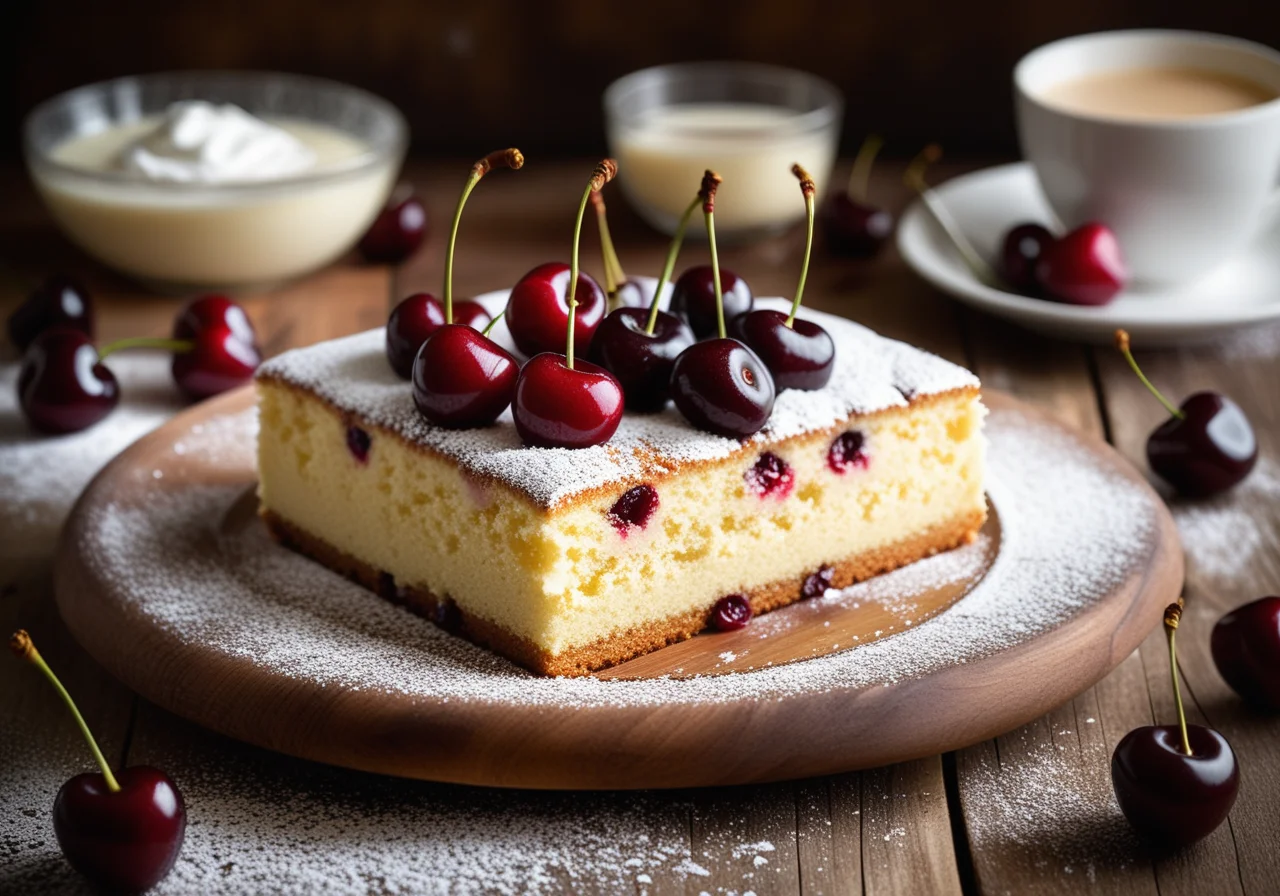 Cherry Cake with Pudding Glaze