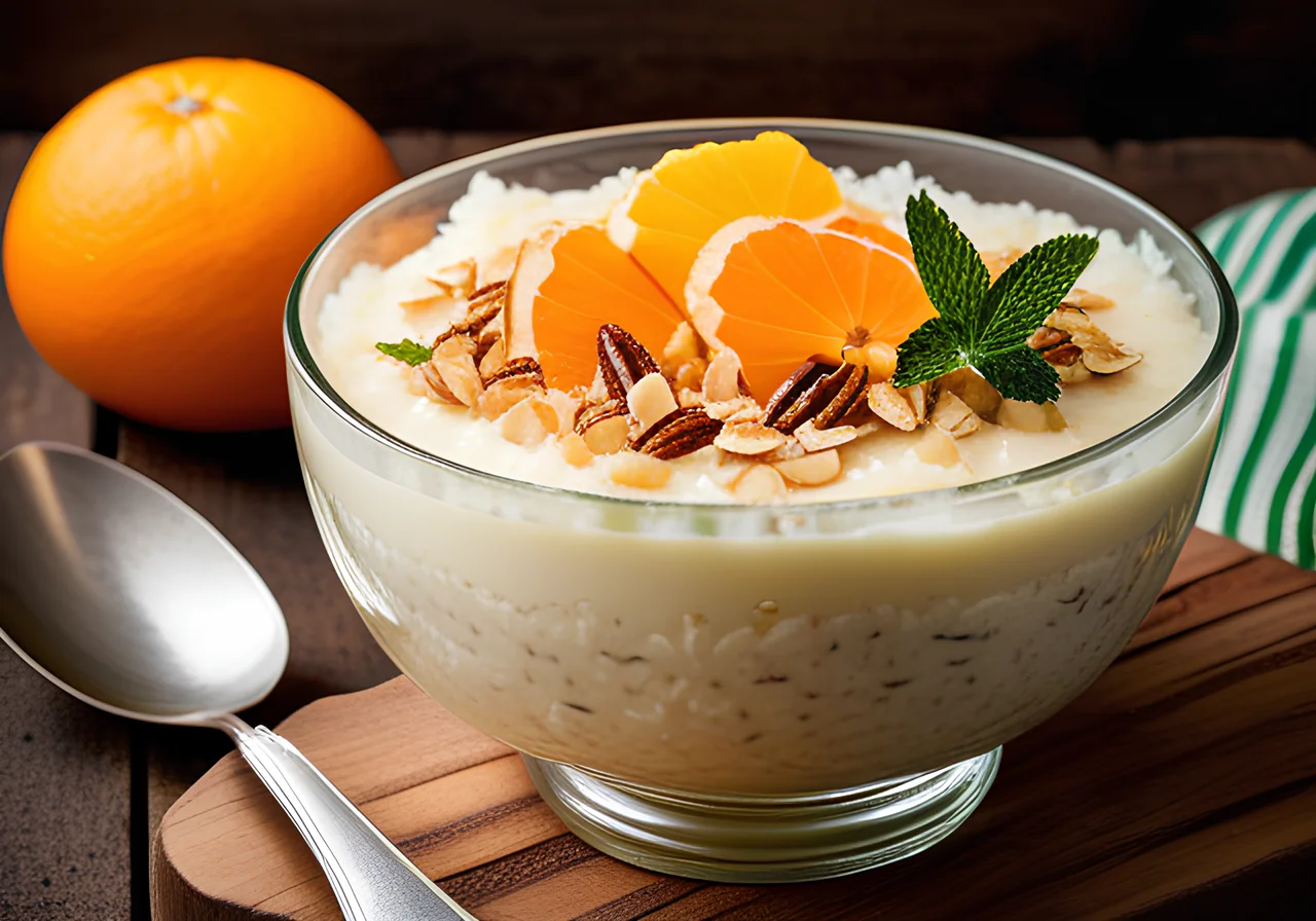 Exotic Coconut Rice Pudding with Kaki