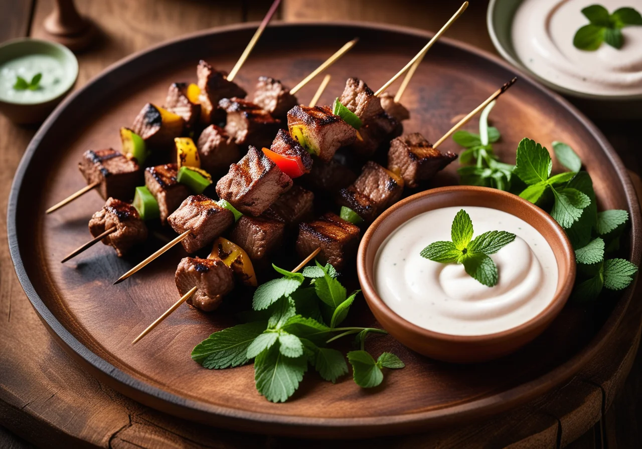 Tandoori Skewers with Lamb and Yogurt Sauce