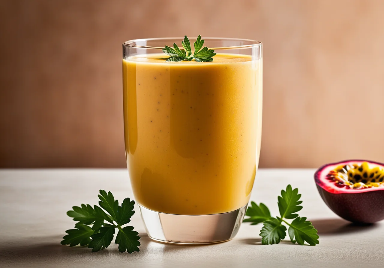 Passionfruit Smoothie with Papaya and Parsley