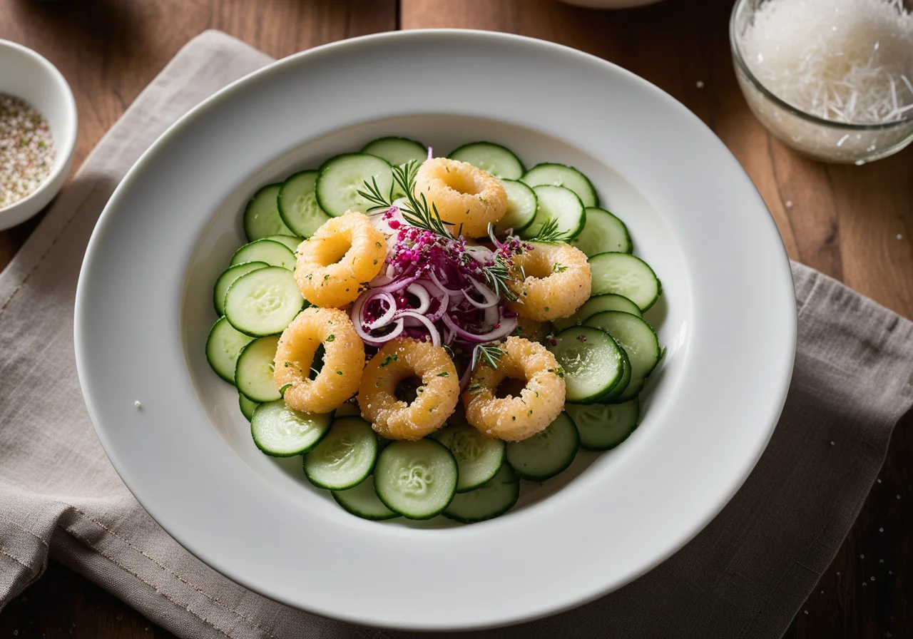Matjes Salad with Onion and Cucumber