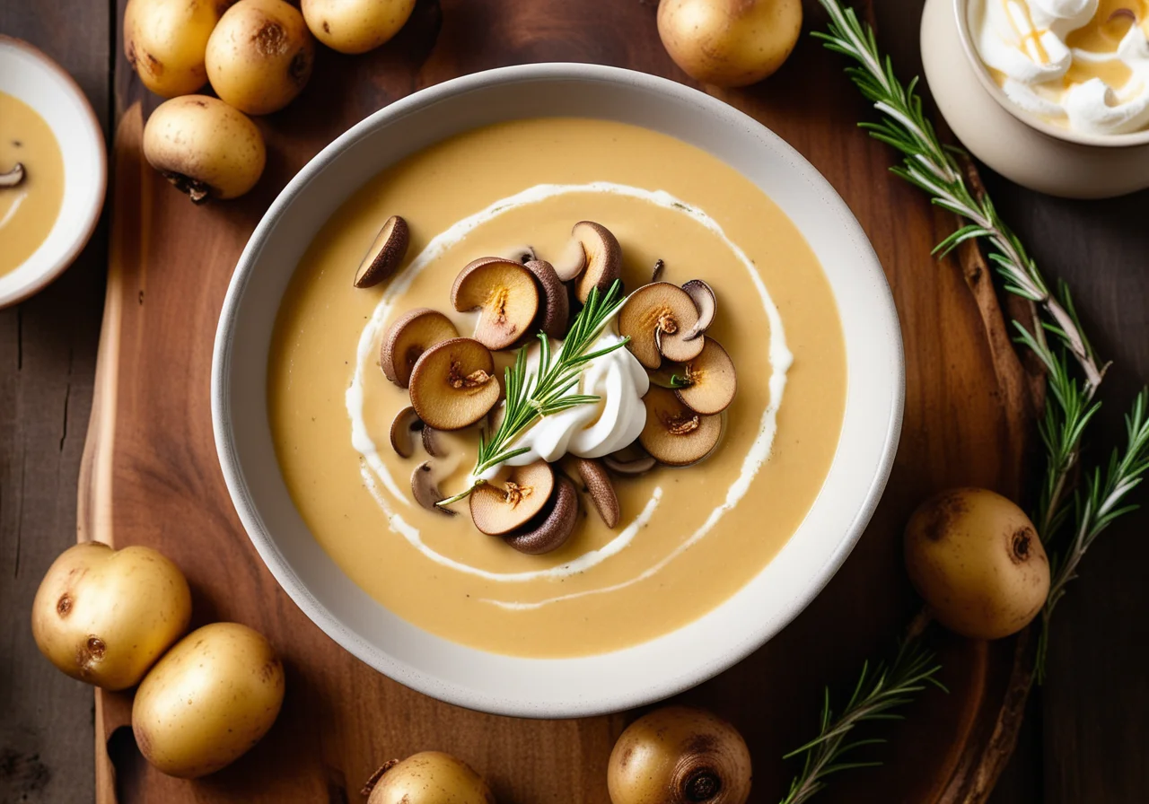 Potato Cream Soup with Mushrooms