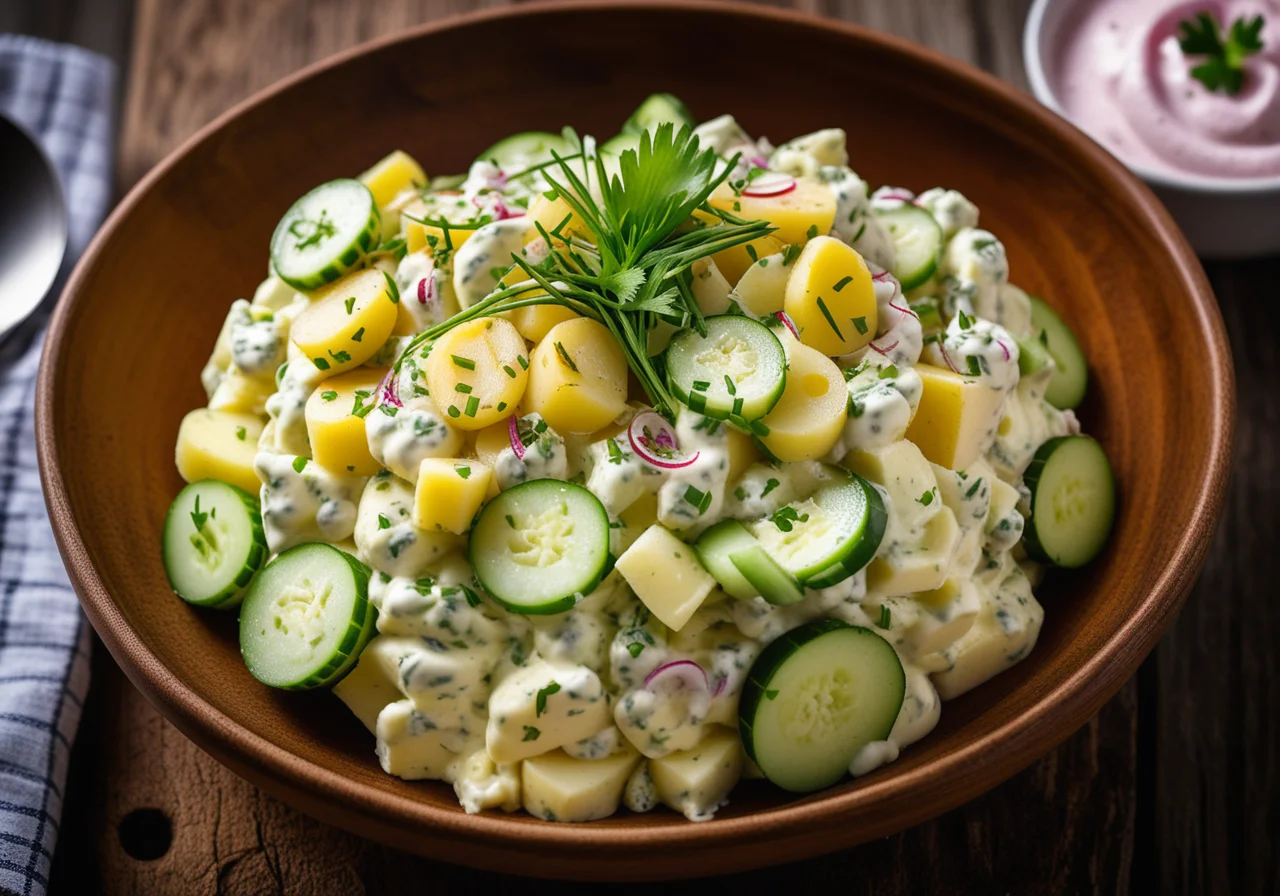 Potato Salad with Radishes and Cucumbers