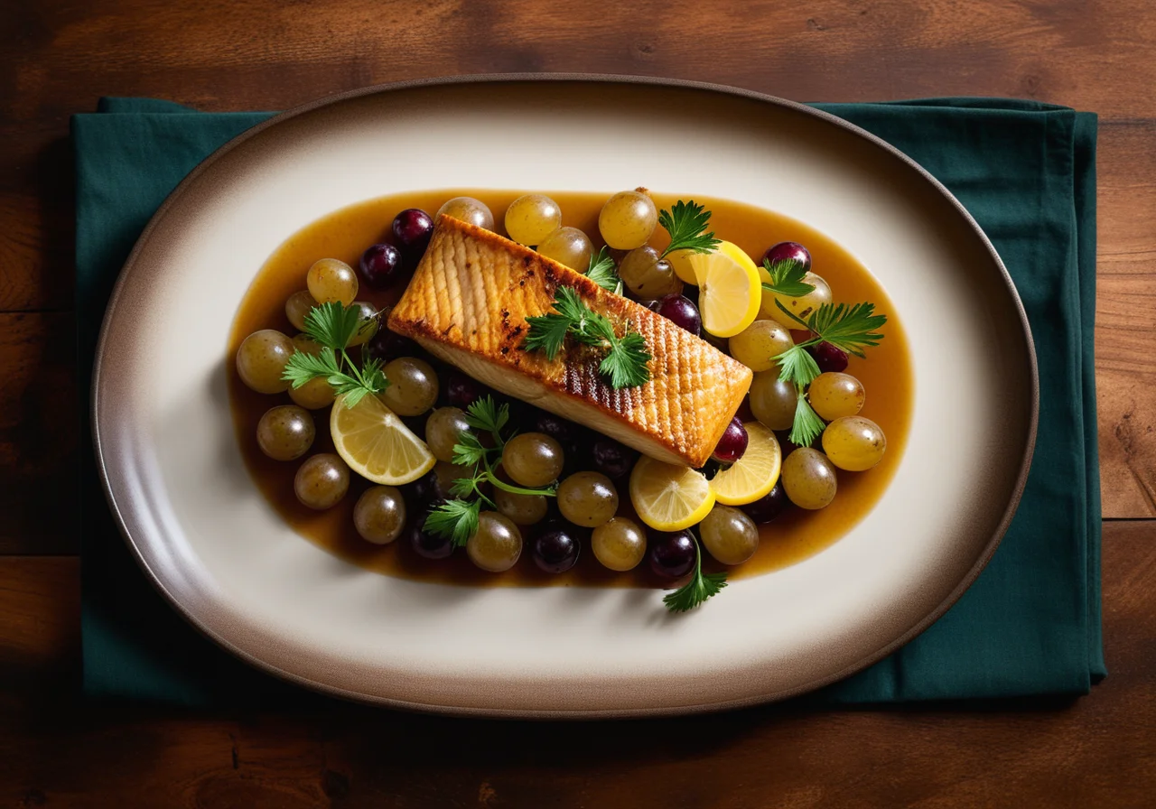 Carp fillet with caramelized grapes for the Thermomix®