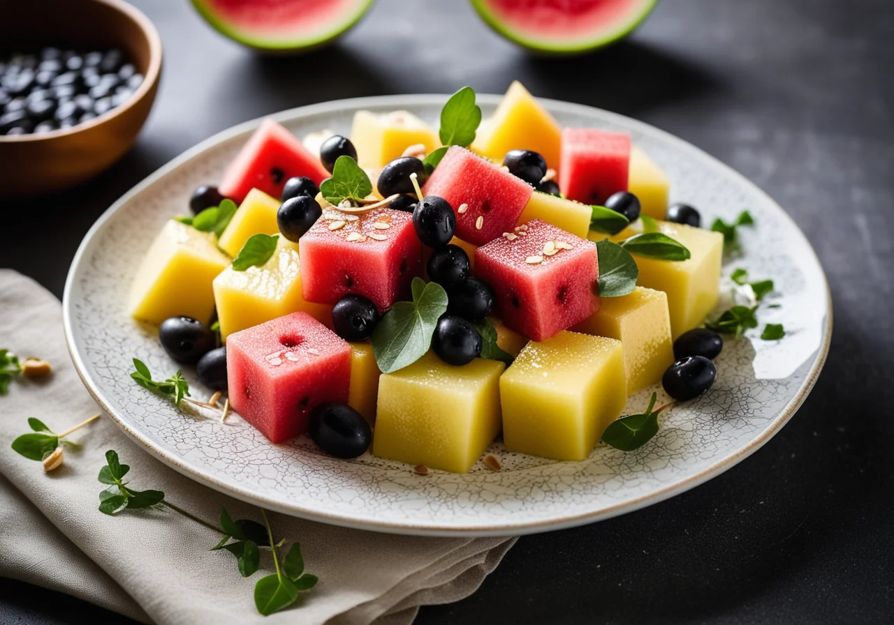 Melon Salad with Herbs and Mozzarella