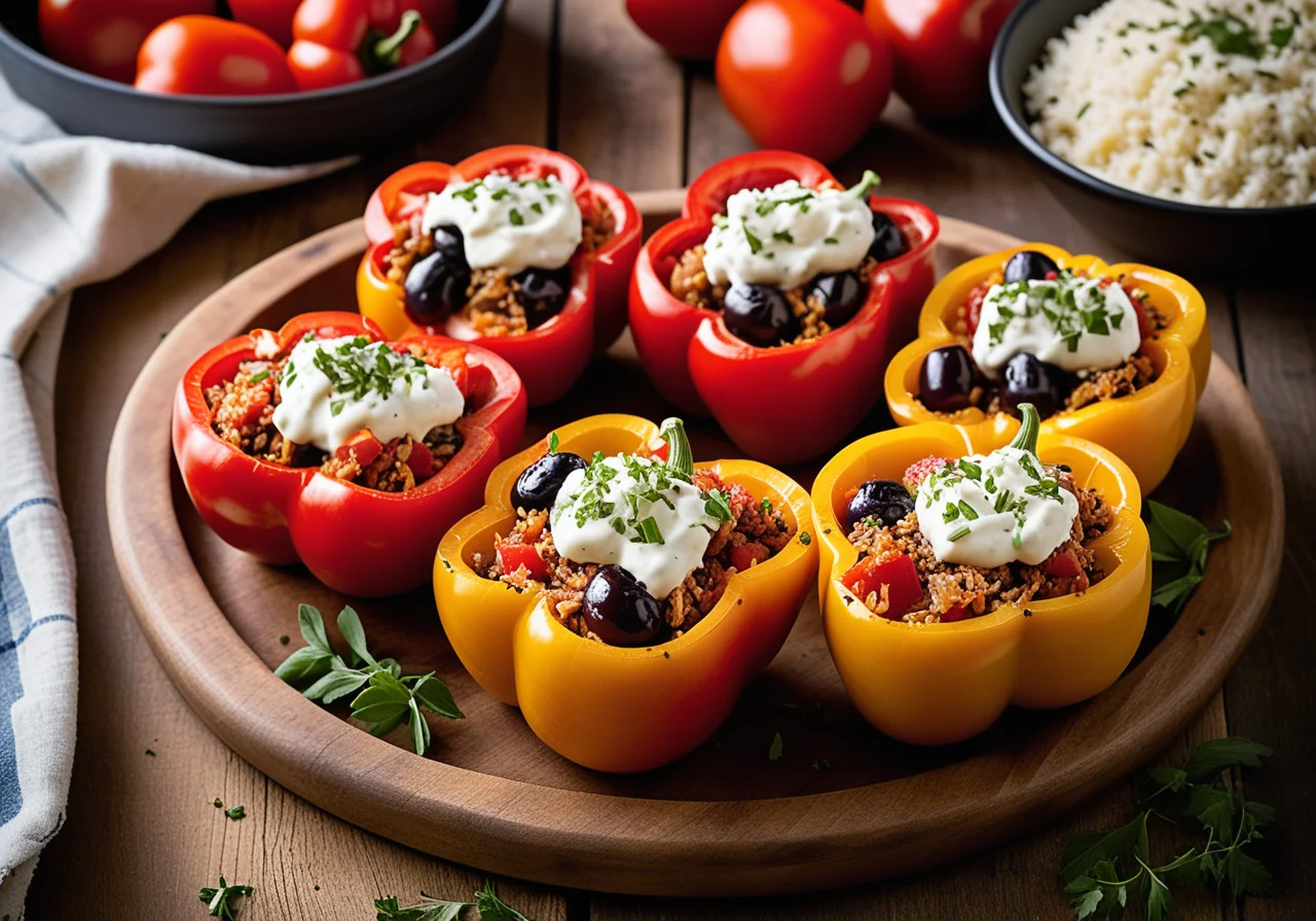 Greek Stuffed Bell Peppers with Sheep Cheese