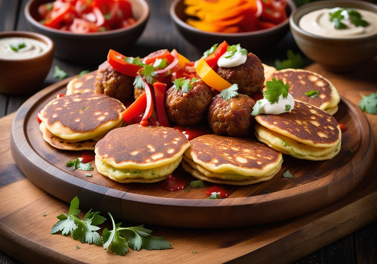 Mexican Pepper Pancakes with Meatballs
