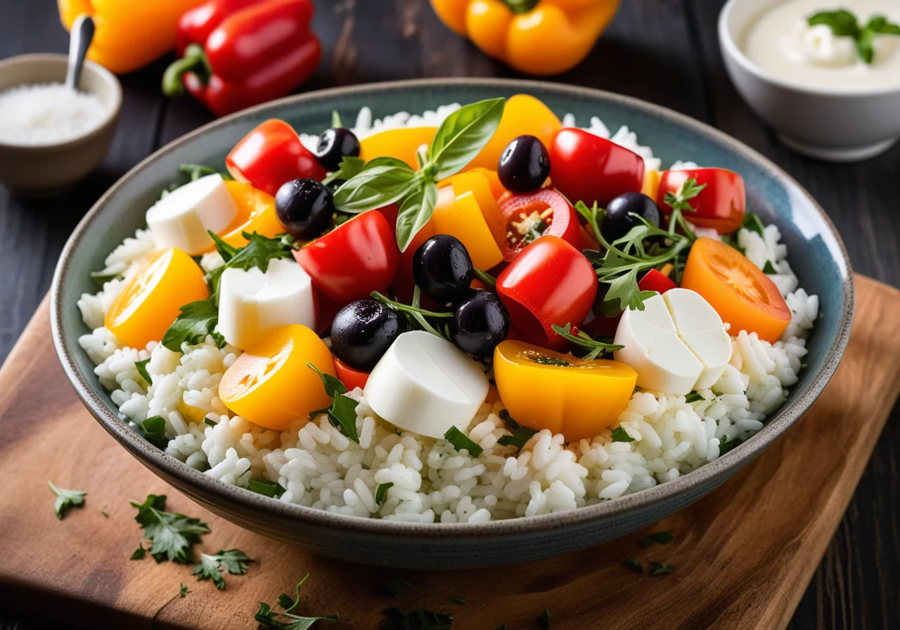 Rice Pepper Salad with Mozzarella