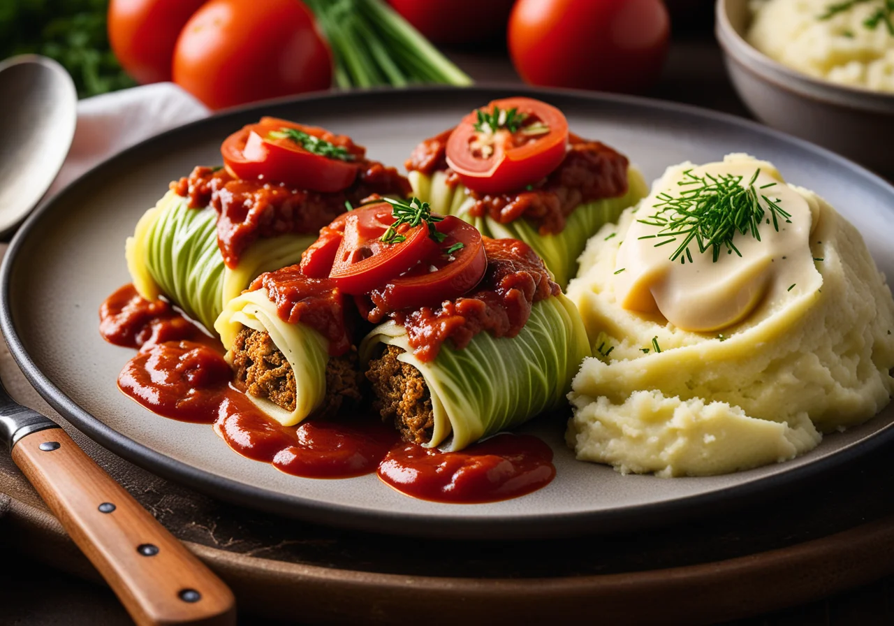 Cabbage Rolls with Boiled Potatoes