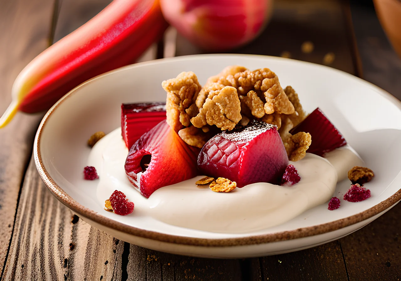Rhubarb Crumble with Yogurt