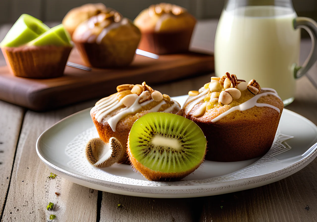 Muffins with Kiwi and White Chocolate