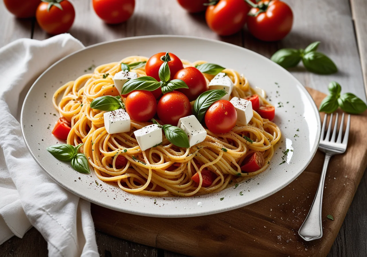 Spaghetti with Tomatoes and Mozzarella