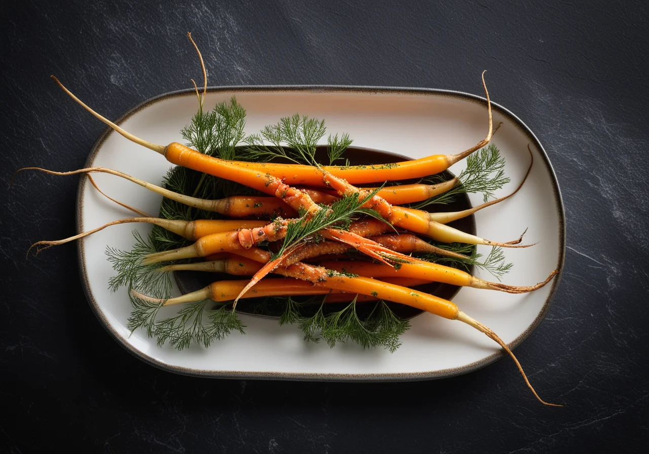 Crab tails on carrot vegetable