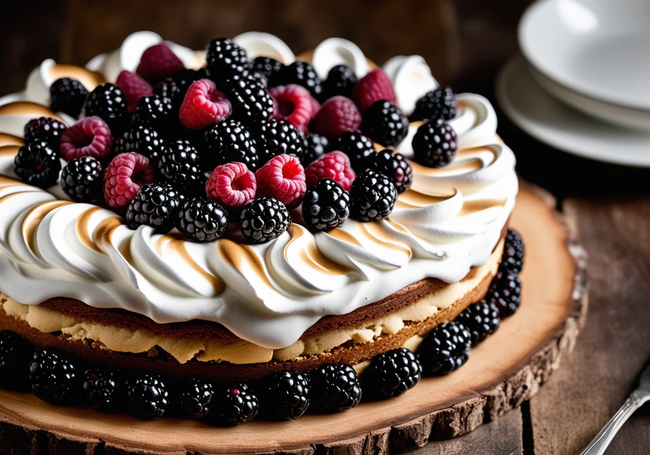 Blackberry Meringue Cake