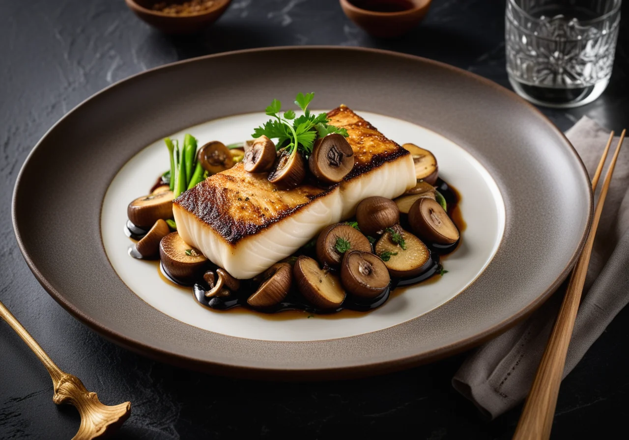 Cod with Mushrooms and Soy Sauce