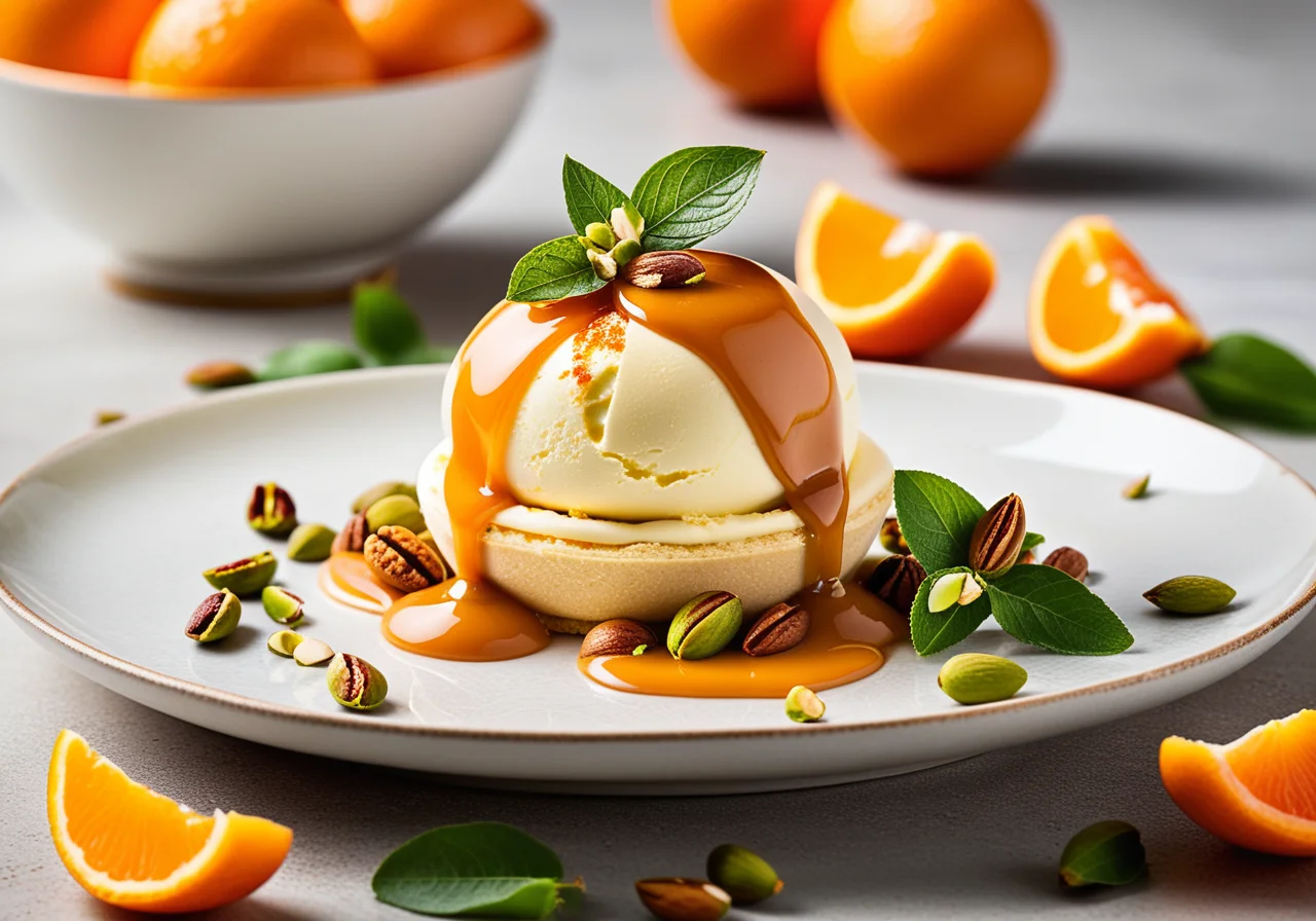 Mandarin with Vanilla Ice Cream Meringue Filling