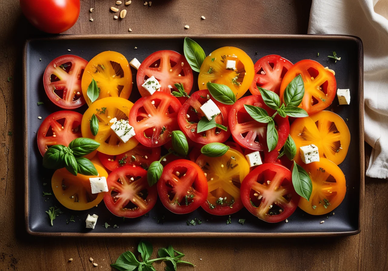 Tomato-Pepper Salad with Sheep Cheese
