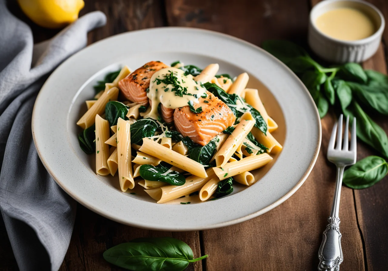 Pasta with Spinach and Salmon