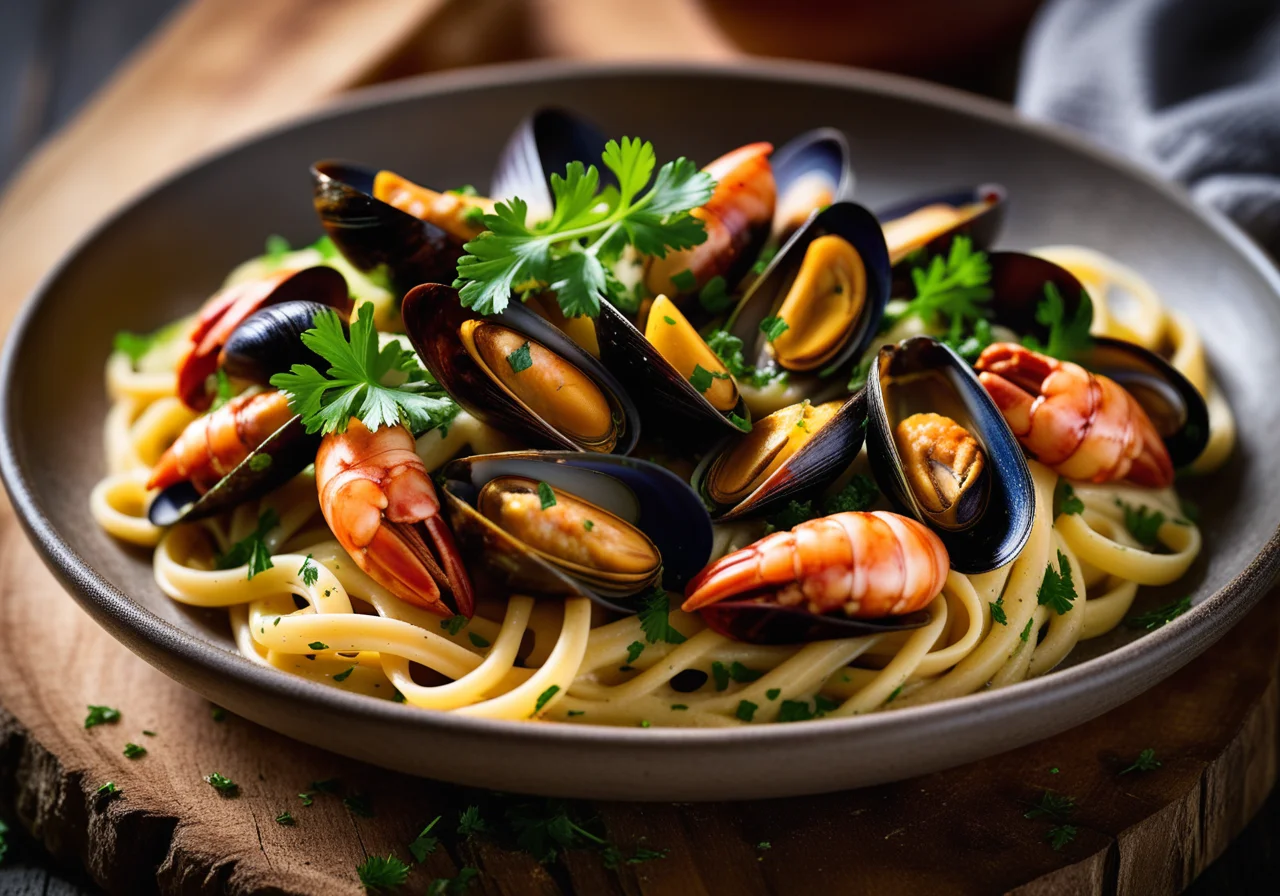 Pasta Pan with Seafood and Sausage