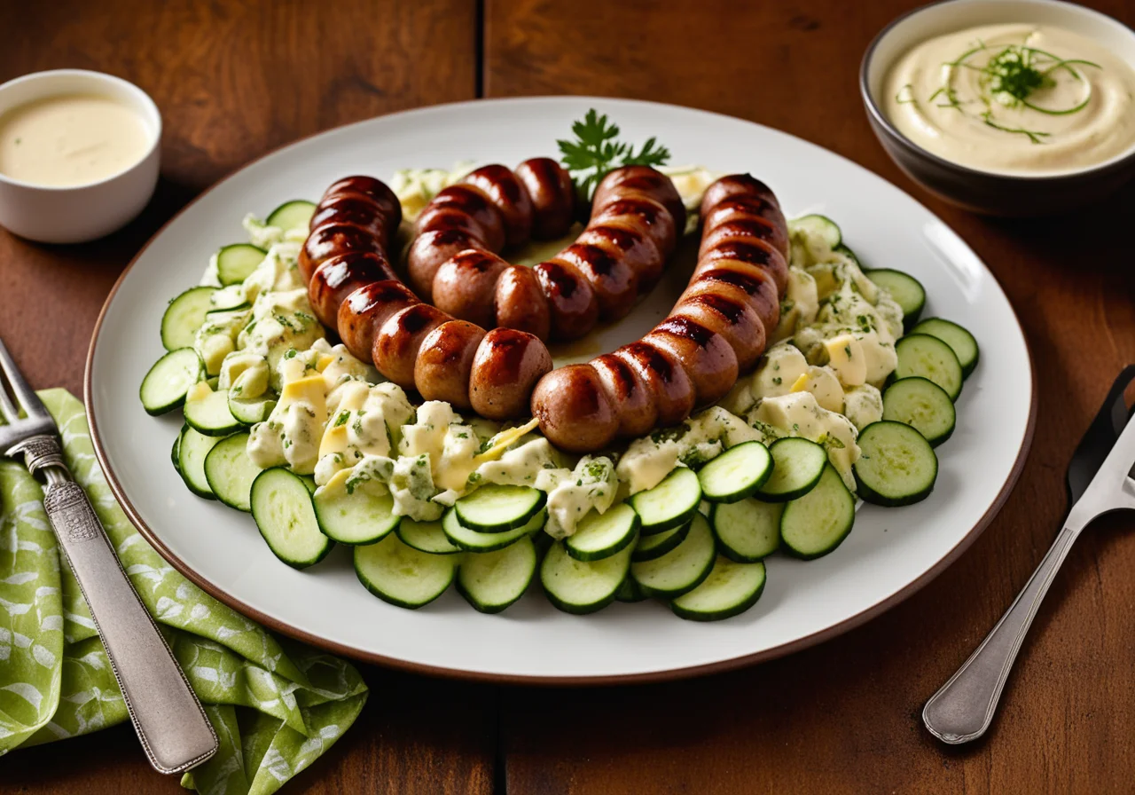 Bratwurst Snail with Potato Salad