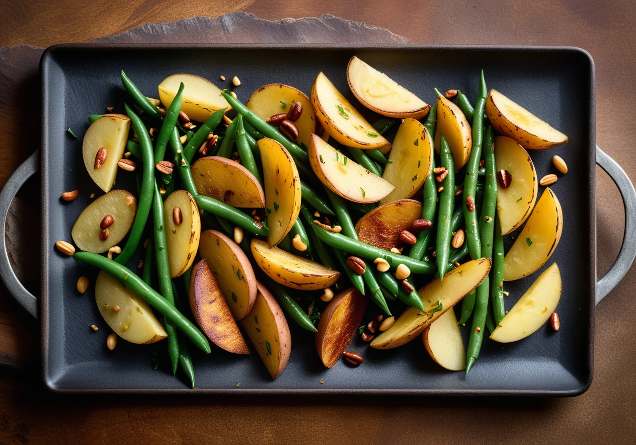 Green Beans with Pine Nuts and Fried Potatoes