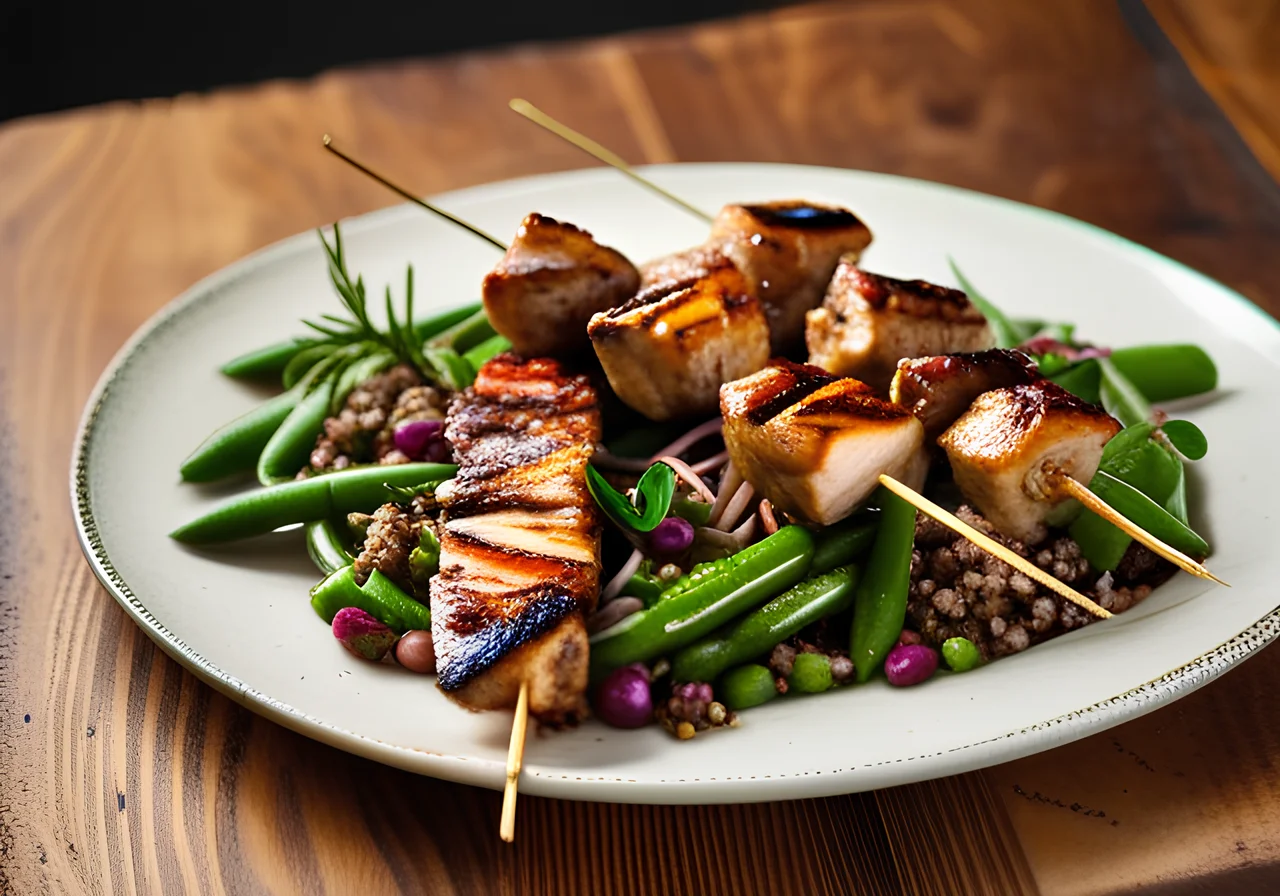 Chicken Skewers with Buckwheat Bean Salad