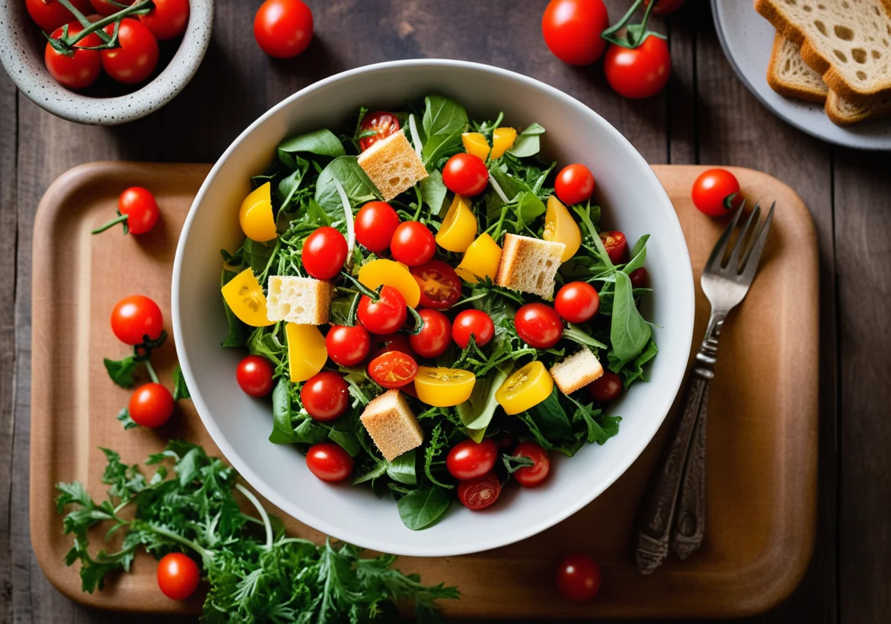 Leafy Salad with Croutons