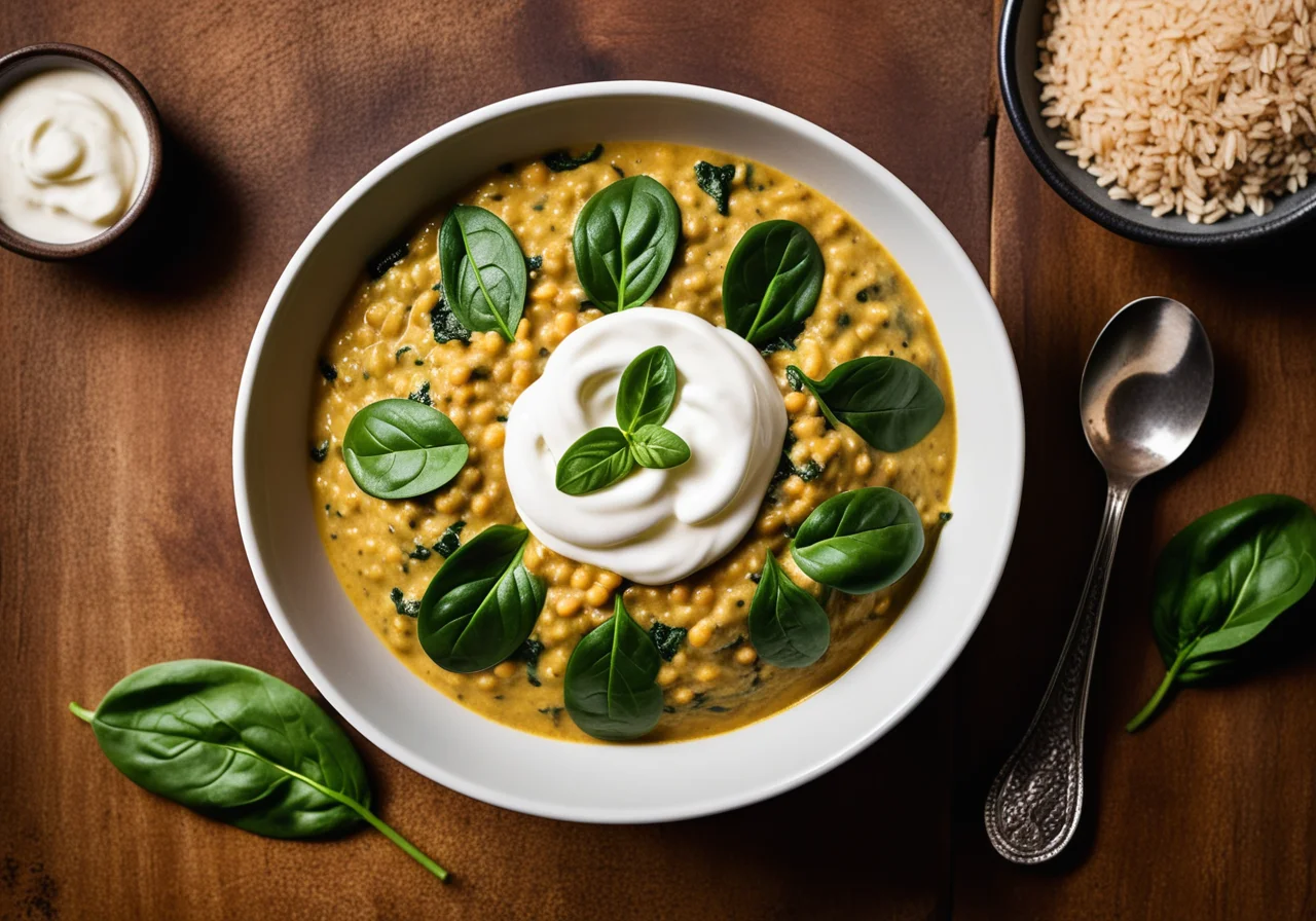 Creamy Spinach Dal with Brown Rice