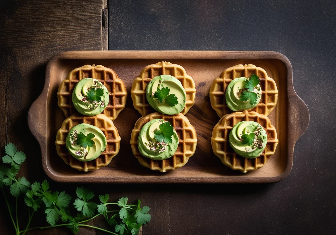 Small Waffles with Avocado Cream