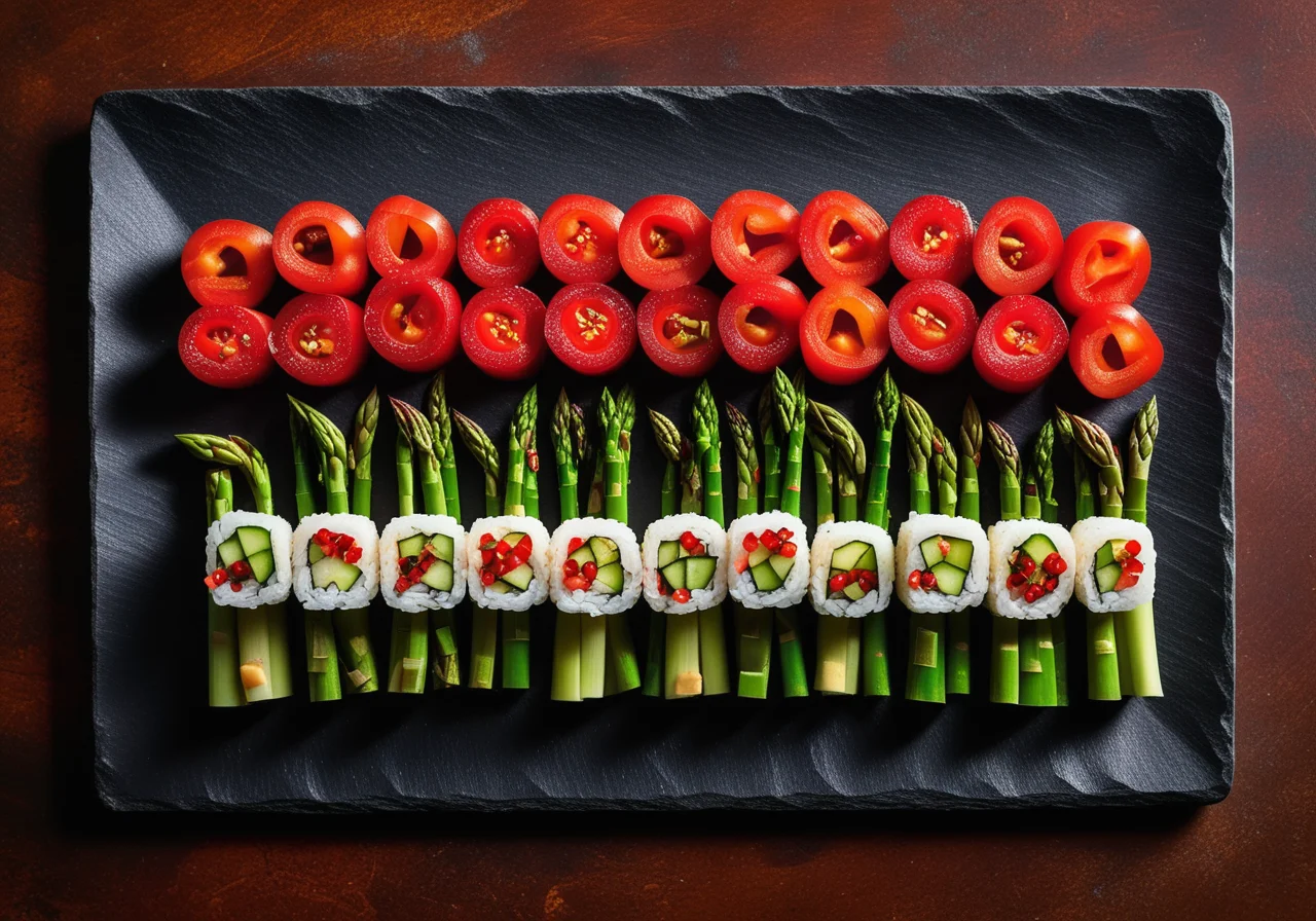 Sushi with Bell Pepper and Asparagus