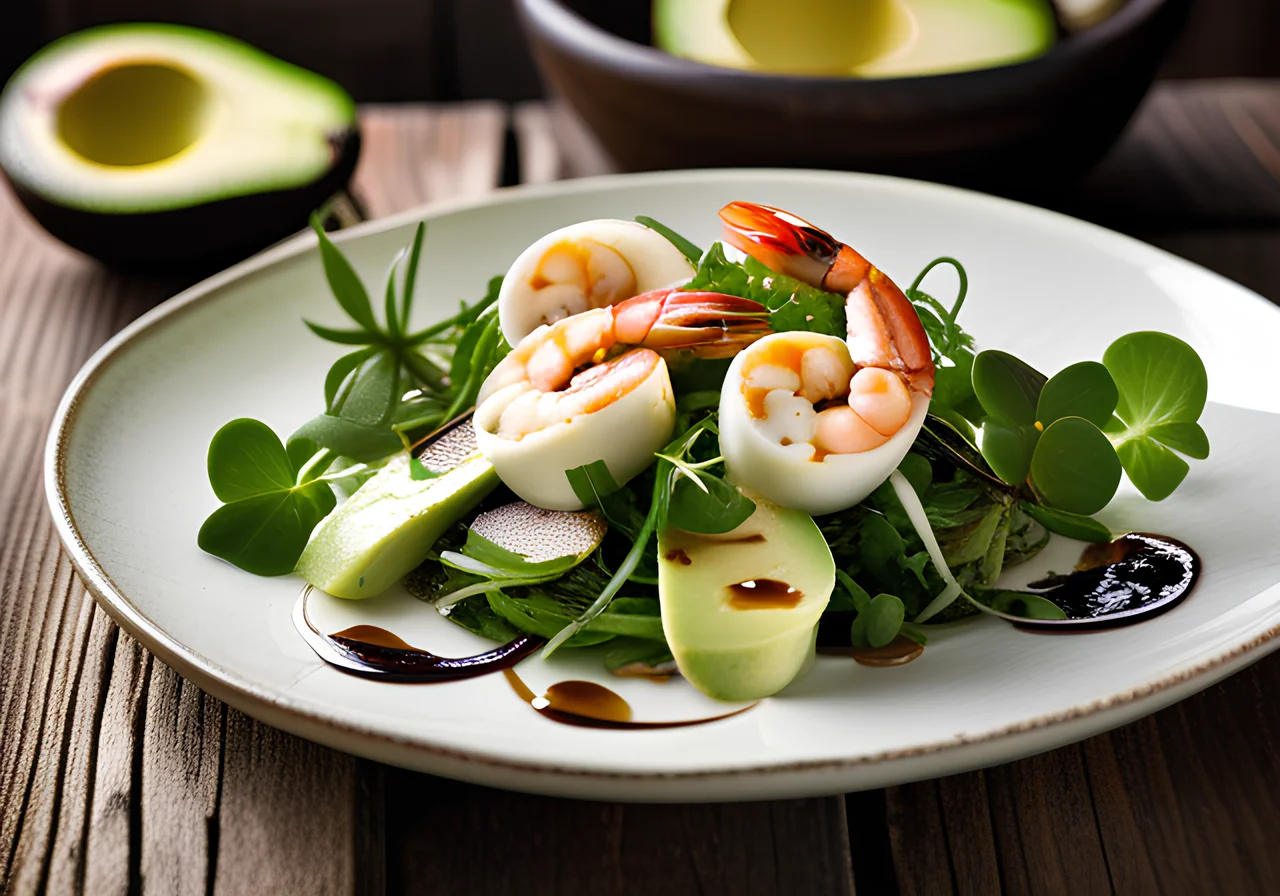 Avocado Salad with Shrimp and Mozzarella