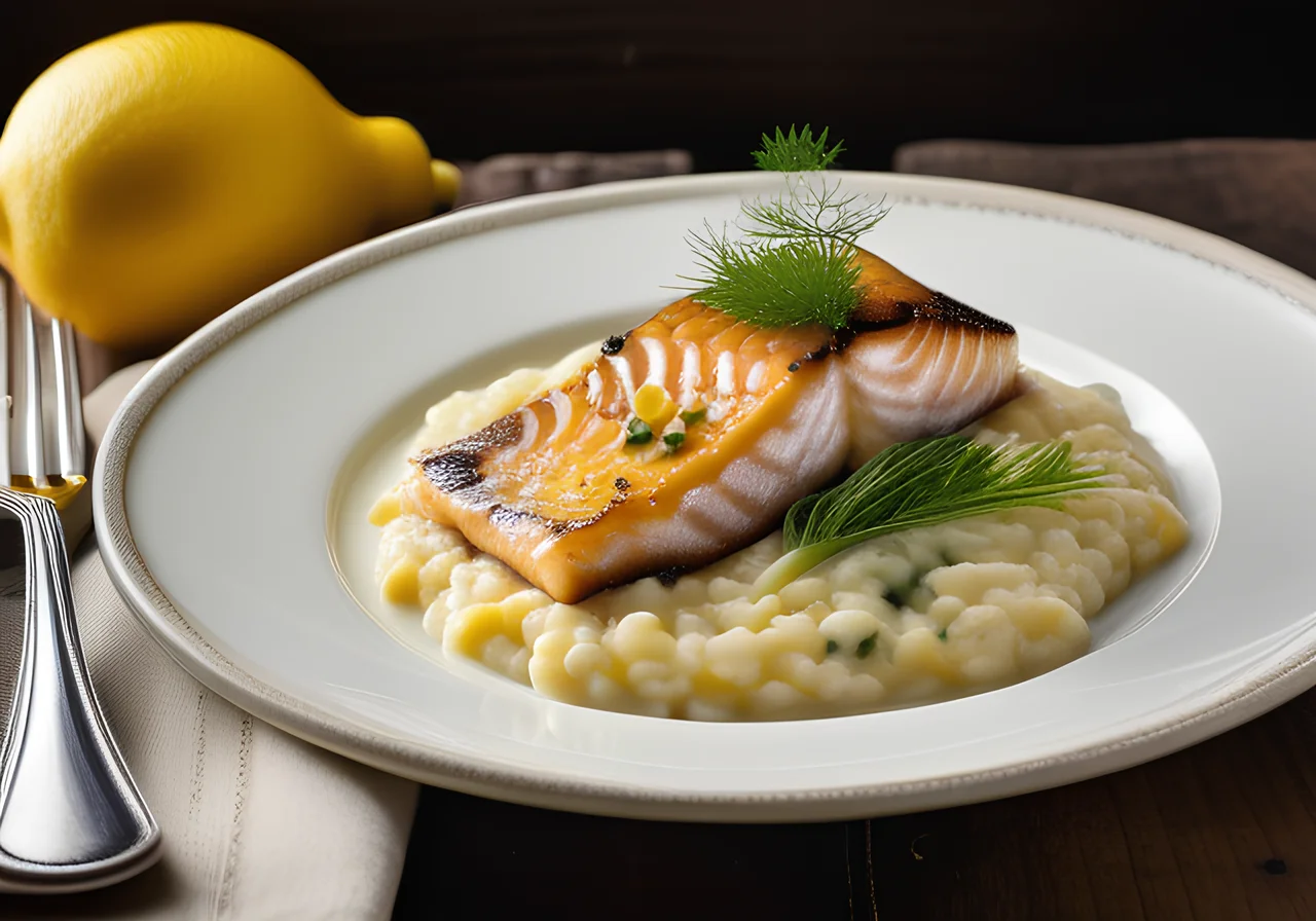 Pan‑fried Trout with Champagne Sauce and Grünkern Risotto