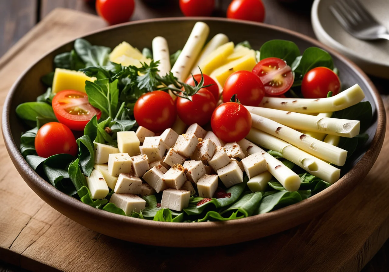Salad with Asparagus, Turkey and Cocktail Tomatoes