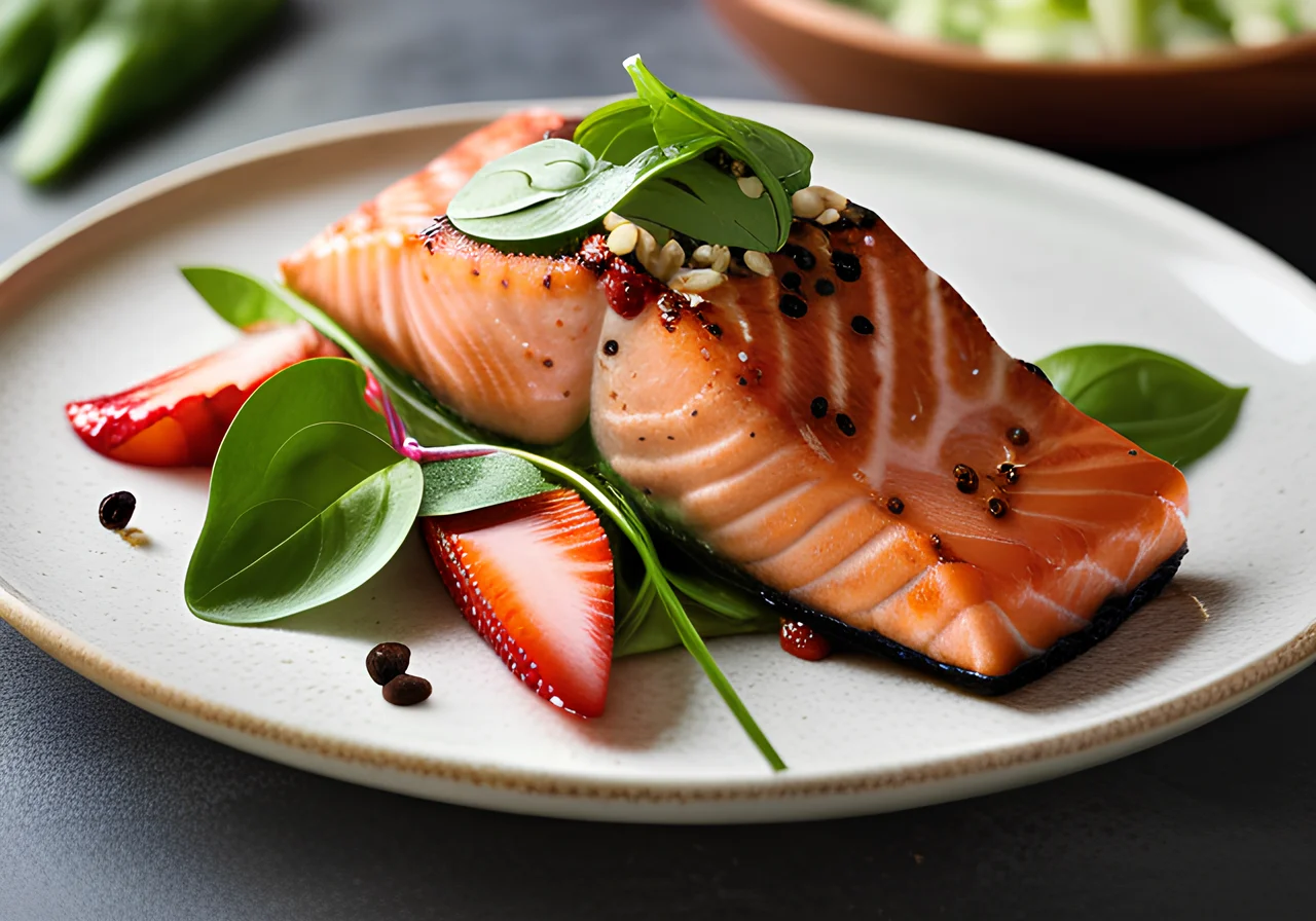 Salmon with Strawberry Basil Salsa